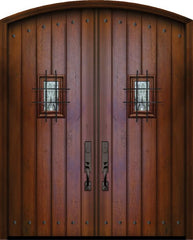 WDMA 72x96 Door (6ft by 8ft) Exterior Mahogany 96in Double Plank Arch Top Door with Speakeasy / Clavos 1