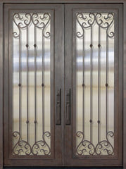 WDMA 72x96 Door (6ft by 8ft) Exterior 96in Valencia Full Lite Double Wrought Iron Entry Door 1