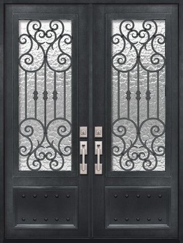 WDMA 72x96 Door (6ft by 8ft) Exterior 96in Marbella 3/4 Lite Double Wrought Iron Entry Door 1