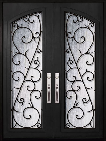 WDMA 72x96 Door (6ft by 8ft) Exterior 96in Bellagio Full Arch Lite Double Wrought Iron Entry Door 1