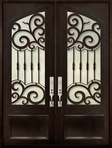 WDMA 72x96 Door (6ft by 8ft) Exterior 96in Barcelona 3/4 Arch Lite Double Wrought Iron Entry Door 1