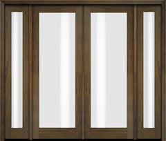 WDMA 76x80 Door (6ft4in by 6ft8in) Exterior Swing Mahogany Modern Full Lite Shaker Double Entry Door Sidelights 3