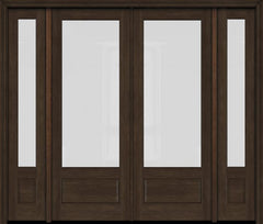 WDMA 76x80 Door (6ft4in by 6ft8in) Exterior Swing Mahogany 3/4 Lite Double Entry Door Sidelights 1