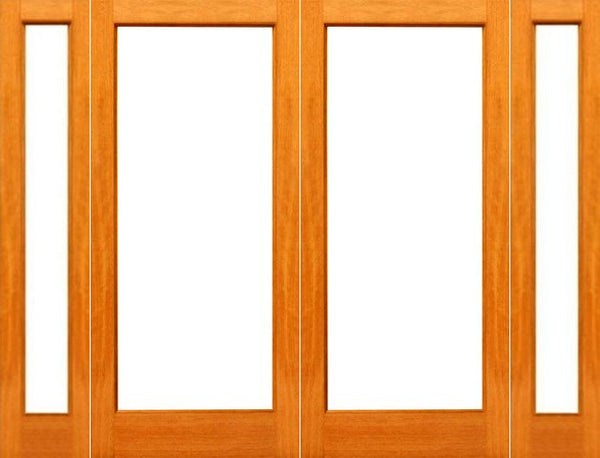 WDMA 76x80 Door (6ft4in by 6ft8in) Patio Oak Red -1-lite Red Wood IG Glass Double Door Side lights 1