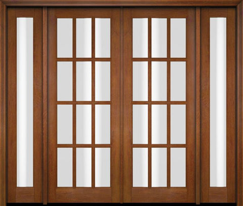 WDMA 76x80 Door (6ft4in by 6ft8in) Exterior Swing Mahogany 12 Lite TDL Double Entry Door Full Sidelights 4