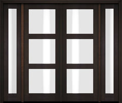 WDMA 76x80 Door (6ft4in by 6ft8in) Exterior Swing Mahogany Modern 3 Lite Shaker Double Entry Door Sidelights 2