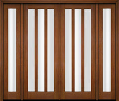 WDMA 76x80 Door (6ft4in by 6ft8in) Exterior Swing Mahogany Modern Slim 3 Glass Shaker Double Entry Door Sidelights 4