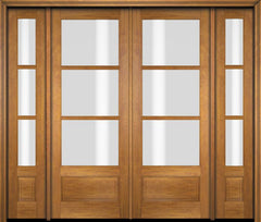 WDMA 76x80 Door (6ft4in by 6ft8in) Exterior Swing Mahogany 3/4 3 Lite TDL Double Entry Door Sidelights 1