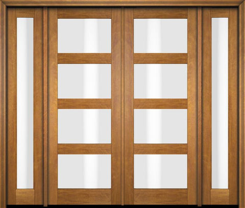 WDMA 76x80 Door (6ft4in by 6ft8in) Exterior Swing Mahogany Modern 4 Lite Shaker Double Entry Door Sidelights 1