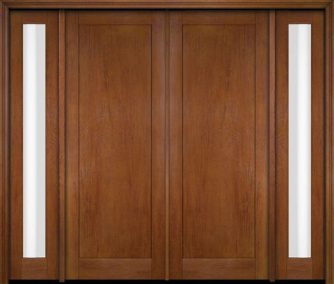 WDMA 76x80 Door (6ft4in by 6ft8in) Exterior Swing Mahogany Modern Full Flat Cross Panel Shaker Double Entry Door Sidelights 4