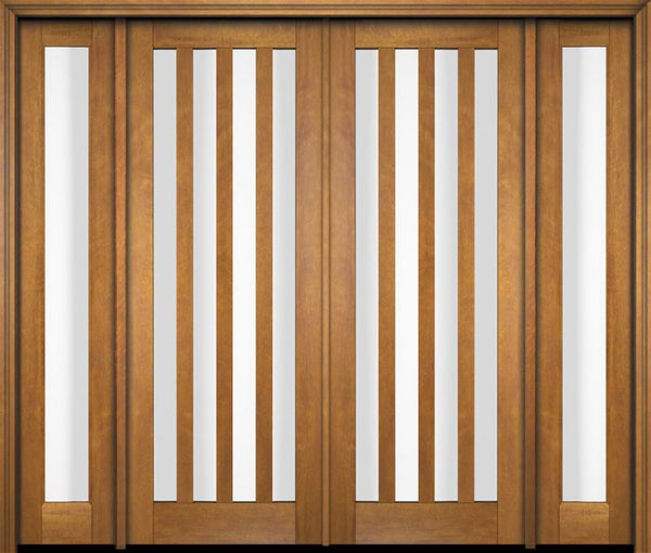 WDMA 76x80 Door (6ft4in by 6ft8in) Exterior Swing Mahogany Modern Slim 4 Glass Shaker Double Entry Door Sidelights 1