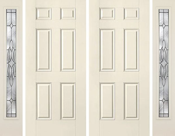 WDMA 80x80 Door (6ft8in by 6ft8in) Exterior Smooth 6 Panel Star Double Door 2 Sides Wellesley Full Lite 1