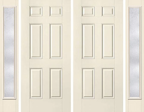 WDMA 80x80 Door (6ft8in by 6ft8in) Exterior Smooth 6 Panel Star Double Door 2 Sides Rainglass Full Lite 1