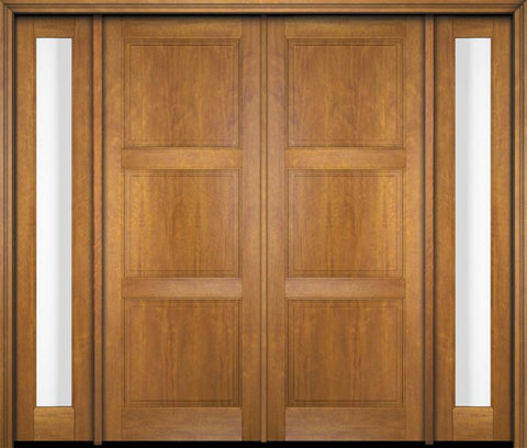 WDMA 80x84 Door (6ft8in by 7ft) Exterior Swing Mahogany 3 Raised Panel Solid Double Entry Door Sidelights 1