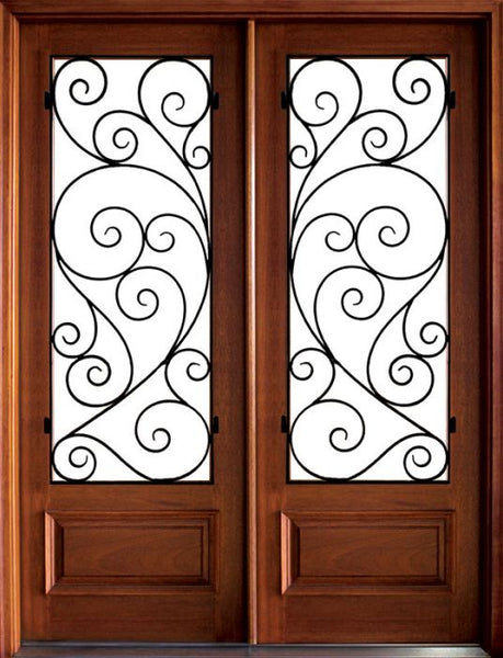 WDMA 84x80 Door (7ft by 6ft8in) Exterior Mahogany Wakefield Impact Double Door w Burlwood Iron Reverse 1