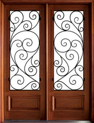 WDMA 84x80 Door (7ft by 6ft8in) Exterior Mahogany Wakefield Impact Double Door w Burlwood Iron 1