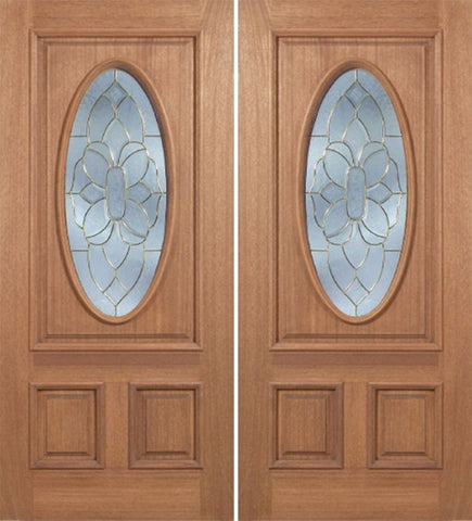 WDMA 84x80 Door (7ft by 6ft8in) Exterior Mahogany Maryvale Double Door w/ BO Glass 1