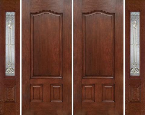 WDMA 84x80 Door (7ft by 6ft8in) Exterior Mahogany Three Panel Double Entry Door Sidelights BT Glass 1