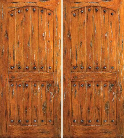 WDMA 84x80 Door (7ft by 6ft8in) Exterior Knotty Alder Double Door Southwest Home Clavos 1