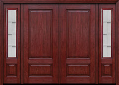 WDMA 84x80 Door (7ft by 6ft8in) Exterior Cherry Two Panel Double Entry Door Sidelights Crosswalk Glass 1