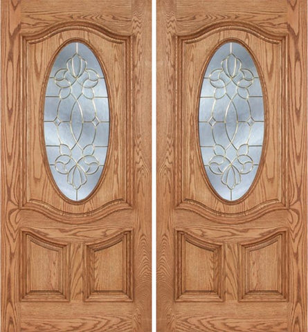 WDMA 84x80 Door (7ft by 6ft8in) Exterior Oak Dally Double Door w/ CO Glass - 6ft8in Tall 1