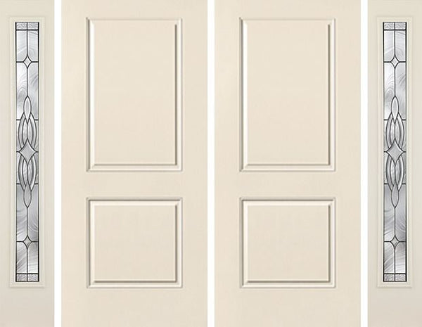 WDMA 84x80 Door (7ft by 6ft8in) Exterior Smooth 2 Panel Square Top Star Double Door 2 Sides Wellesley Full Lite 1