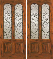 WDMA 84x80 Door (7ft by 6ft8in) Exterior Knotty Alder Double Door Twin Lite 2 Panel 1