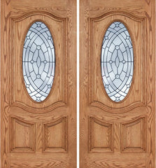 WDMA 84x80 Door (7ft by 6ft8in) Exterior Oak Dally Double Door w/ EE Glass - 6ft8in Tall 1