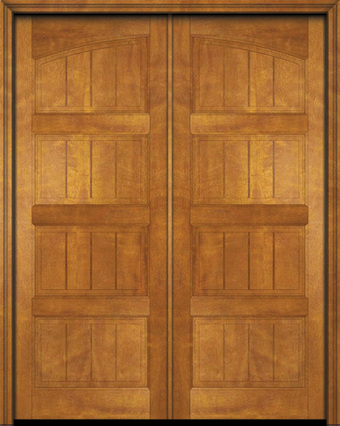 WDMA 84x80 Door (7ft by 6ft8in) Interior Swing Mahogany 4 Panel V-Grooved Plank Rustic-Old World Exterior or Double Door 1