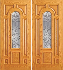 WDMA 84x84 Door (7ft by 7ft) Exterior Mahogany Center Arch Lite 7 panel Home Double Door 1