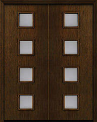 WDMA 84x96 Door (7ft by 8ft) Exterior Cherry 96in Contemporary Four Square Lite Double Fiberglass Entry Door 1