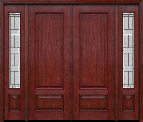 WDMA 84x96 Door (7ft by 8ft) Exterior Cherry 96in Two Panel Double Entry Door Sidelights Monterey Glass 1