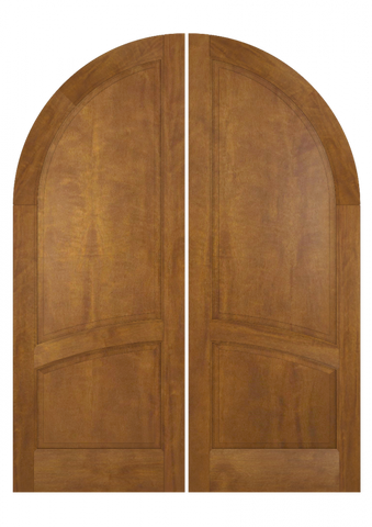 WDMA 84x96 Door (7ft by 8ft) Exterior Swing Mahogany 2/3 Round Top 2 Panel Solid Transitional Home Style or Interior Double Door 2