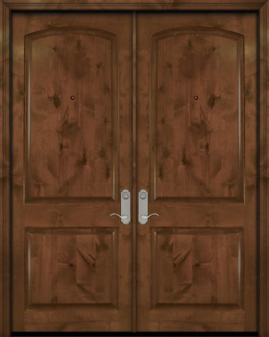 WDMA 84x96 Door (7ft by 8ft) Exterior Knotty Alder 42in x 96in Double Arch 2 Panel Estancia Alder Door 1