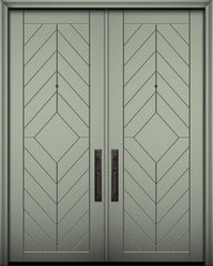 WDMA 84x96 Door (7ft by 8ft) Exterior Smooth 42in x 96in Double Lynnwood Solid Contemporary Door 1