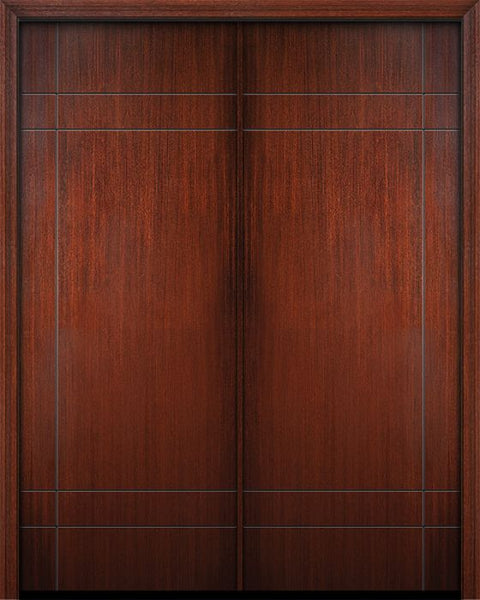 WDMA 84x96 Door (7ft by 8ft) Exterior Mahogany 42in x 96in Double Inglewood Solid Contemporary Door 1