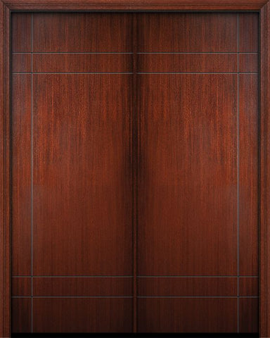 WDMA 84x96 Door (7ft by 8ft) Exterior Mahogany 42in x 96in Double Inglewood Solid Contemporary Door 1