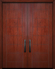 WDMA 84x96 Door (7ft by 8ft) Exterior Mahogany 42in x 96in Double Brentwood Solid Contemporary Door 1