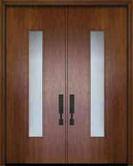 WDMA 84x96 Door (7ft by 8ft) Exterior Mahogany 42in x 96in Double Malibu Solid Contemporary Door w/Textured Glass 1