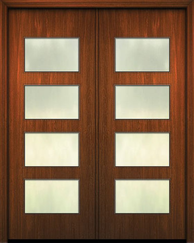 WDMA 84x96 Door (7ft by 8ft) Exterior Mahogany 42in x 96in Double Santa Monica Solid Contemporary Door w/Textured Glass 1