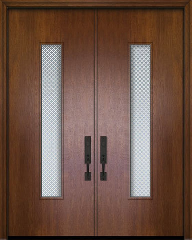 WDMA 84x96 Door (7ft by 8ft) Exterior Mahogany 42in x 96in Double Malibu Solid Contemporary Door w/Metal Grid 1