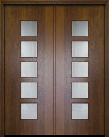 WDMA 84x96 Door (7ft by 8ft) Exterior Mahogany 42in x 96in Double Venice Contemporary Door w/Textured Glass 1