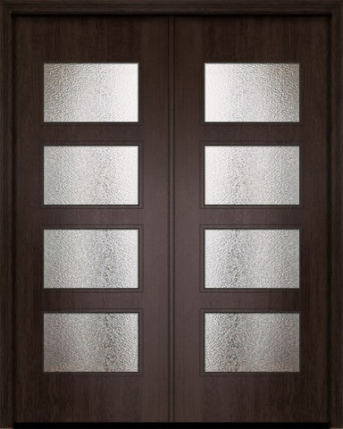 WDMA 84x96 Door (7ft by 8ft) Exterior Mahogany 42in x 96in Double Santa Monica Contemporary Door w/Textured Glass 1