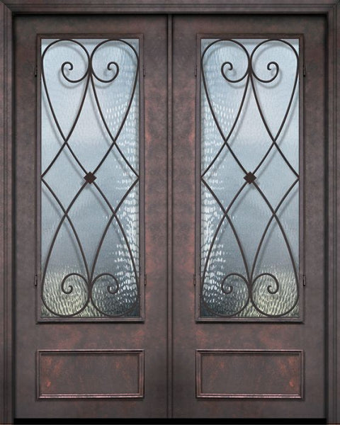 WDMA 84x96 Door (7ft by 8ft) Exterior 42in x 96in ThermaPlus Steel Charleston 1 Panel 3/4 Lite Double Door 1