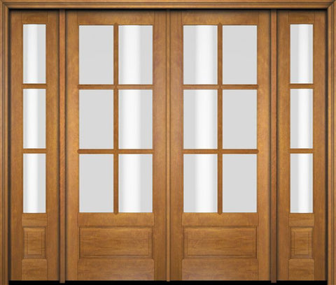 WDMA 86x80 Door (7ft2in by 6ft8in) Exterior Swing Mahogany 3/4 6 Lite TDL Double Entry Door Sidelights 1