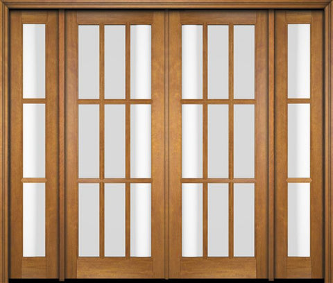 WDMA 86x80 Door (7ft2in by 6ft8in) Exterior Swing Mahogany 9 Lite TDL Double Entry Door Sidelights 1