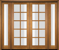 WDMA 86x80 Door (7ft2in by 6ft8in) Exterior Swing Mahogany 10 Lite TDL Double Entry Door Full Sidelights 1