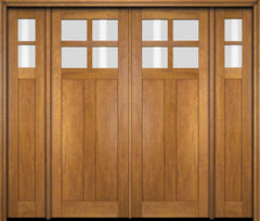 WDMA 86x80 Door (7ft2in by 6ft8in) Exterior Swing Mahogany 4 Lite Craftsman Double Entry Door Sidelights 1