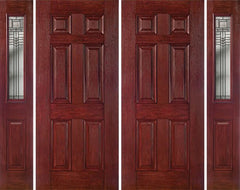 WDMA 88x80 Door (7ft4in by 6ft8in) Exterior Cherry Six Panel Double Entry Door Sidelights 1/2 Lite KP Glass 1