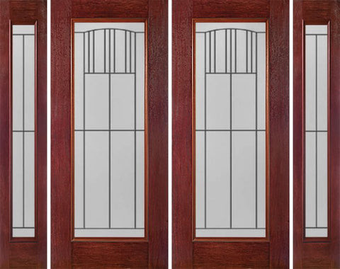 WDMA 88x80 Door (7ft4in by 6ft8in) Exterior Cherry Full Lite Double Entry Door Sidelights MI Glass 1